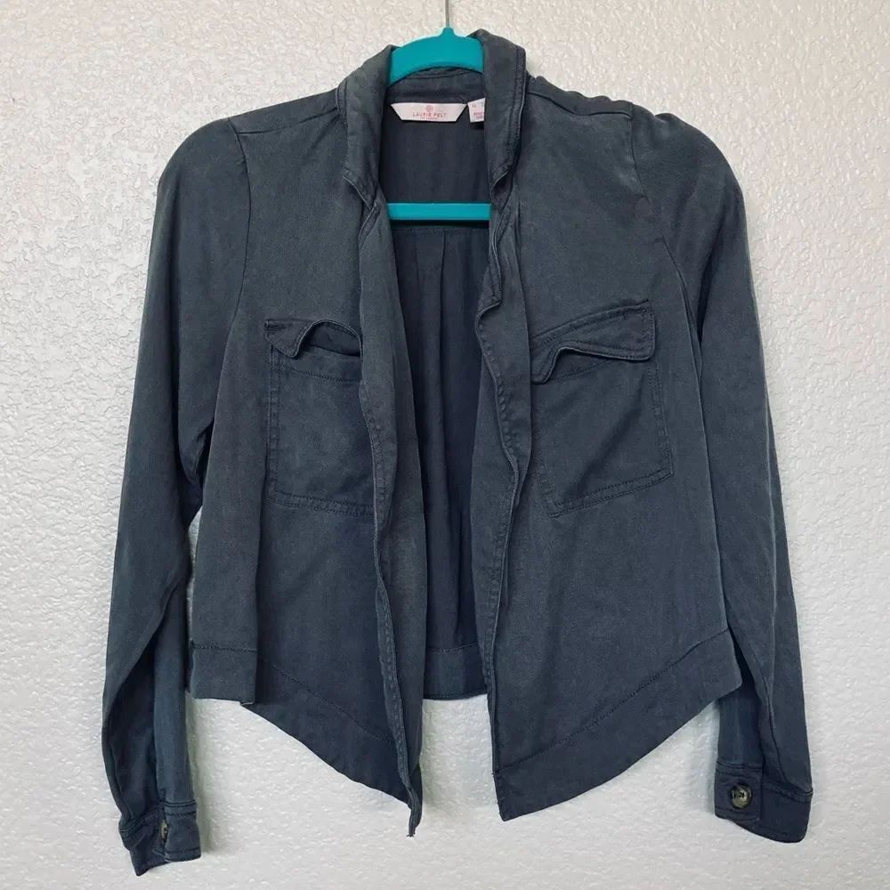 Laurie Felt Los Angeles Gray Army Green Soft Jacket Top XXS
